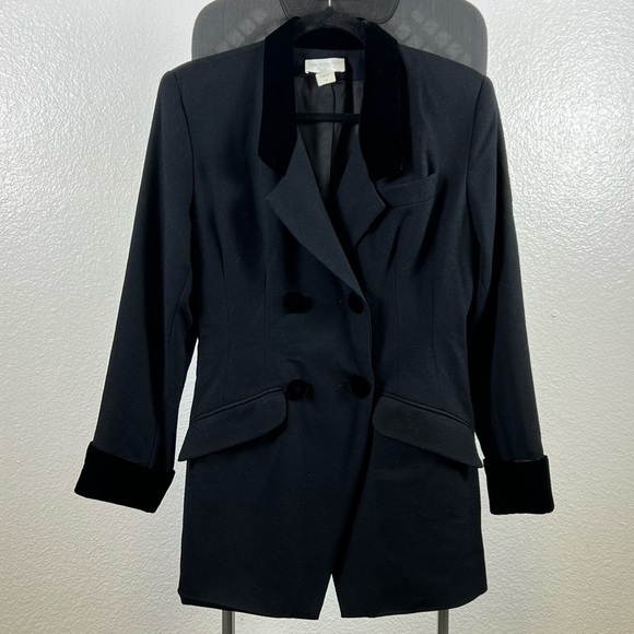 Lew Magram Women’s Black Blazer with 100% Wool Trim Black Jacket Size 8